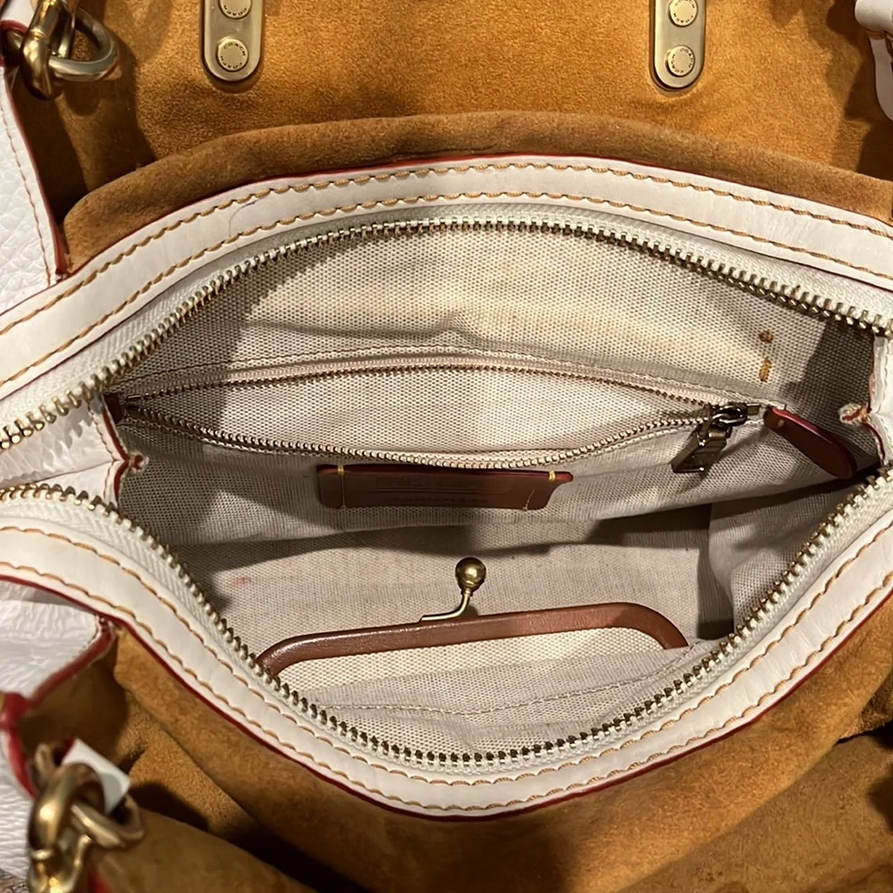 Coach Cream Satchel with Brown Handles and Trim
